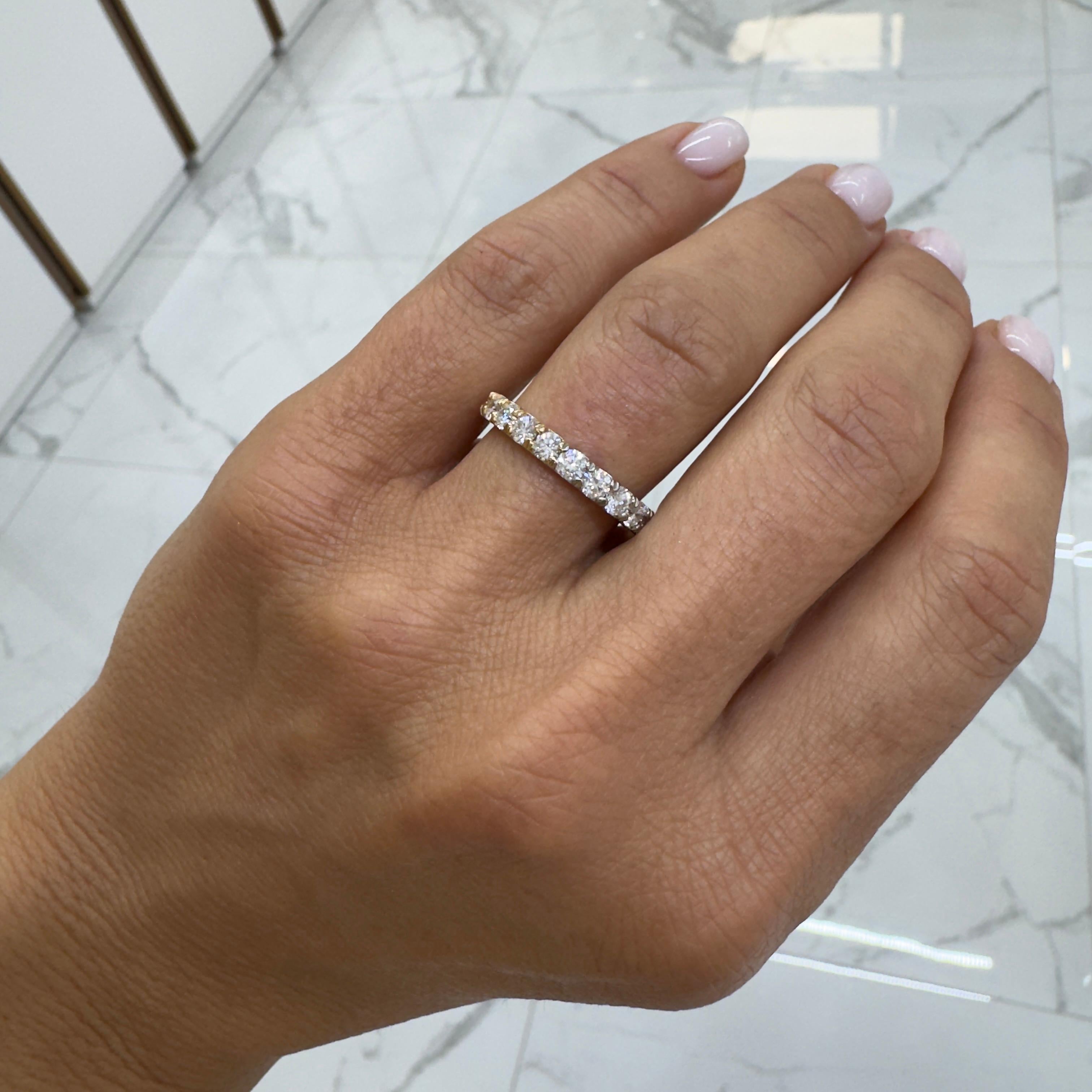 Ladies 18K Yellow & White Gold Two Tone Full Eternity Diamond Wedding Band 2