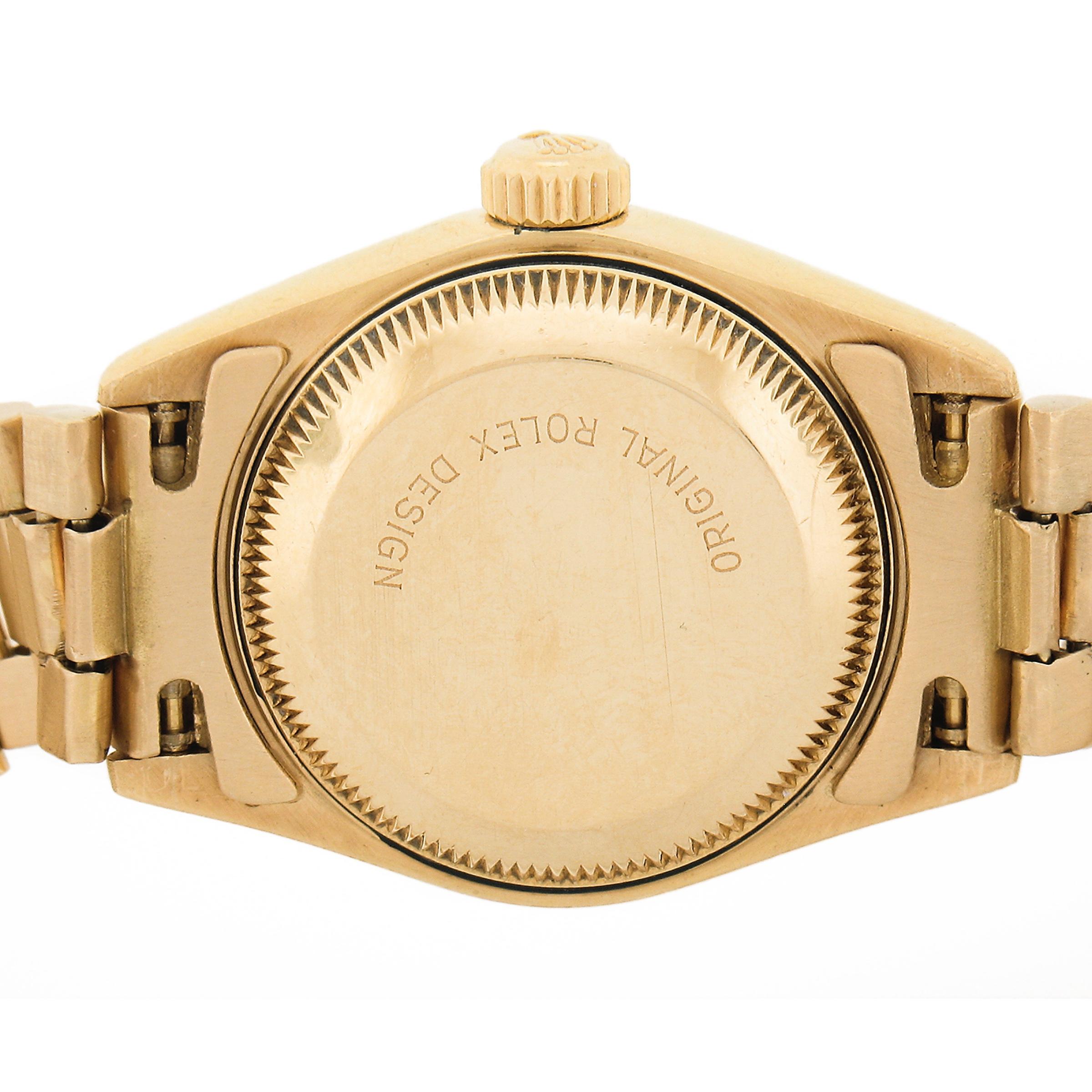 Round Cut Ladies 90s 18k Gold Diamond Rolex Datejust 26mm Jubilee Bracelet Watch Ref 69178