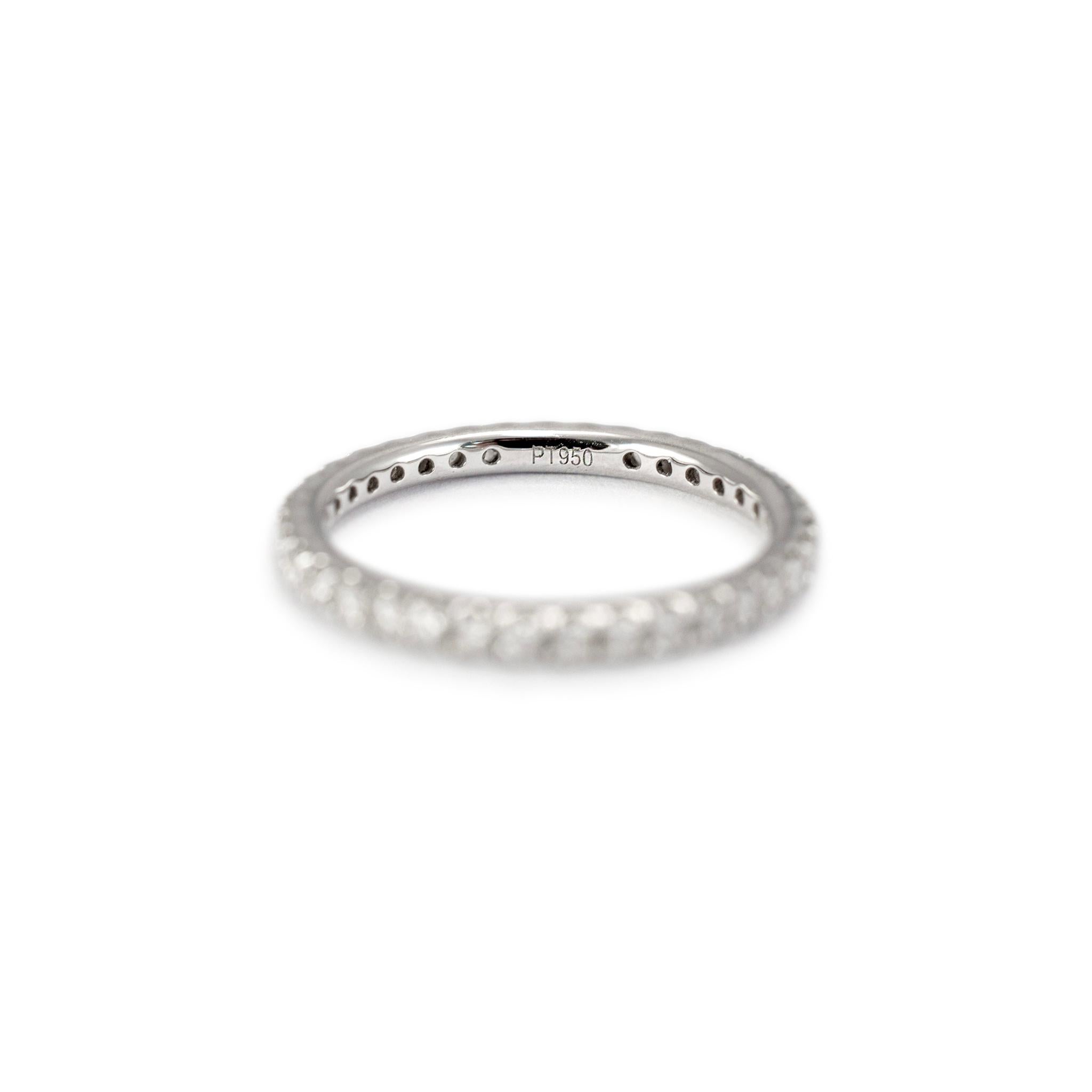 Women's Ladies 950 Platinum Full Eternity Pave Diamond Wedding Band For Sale