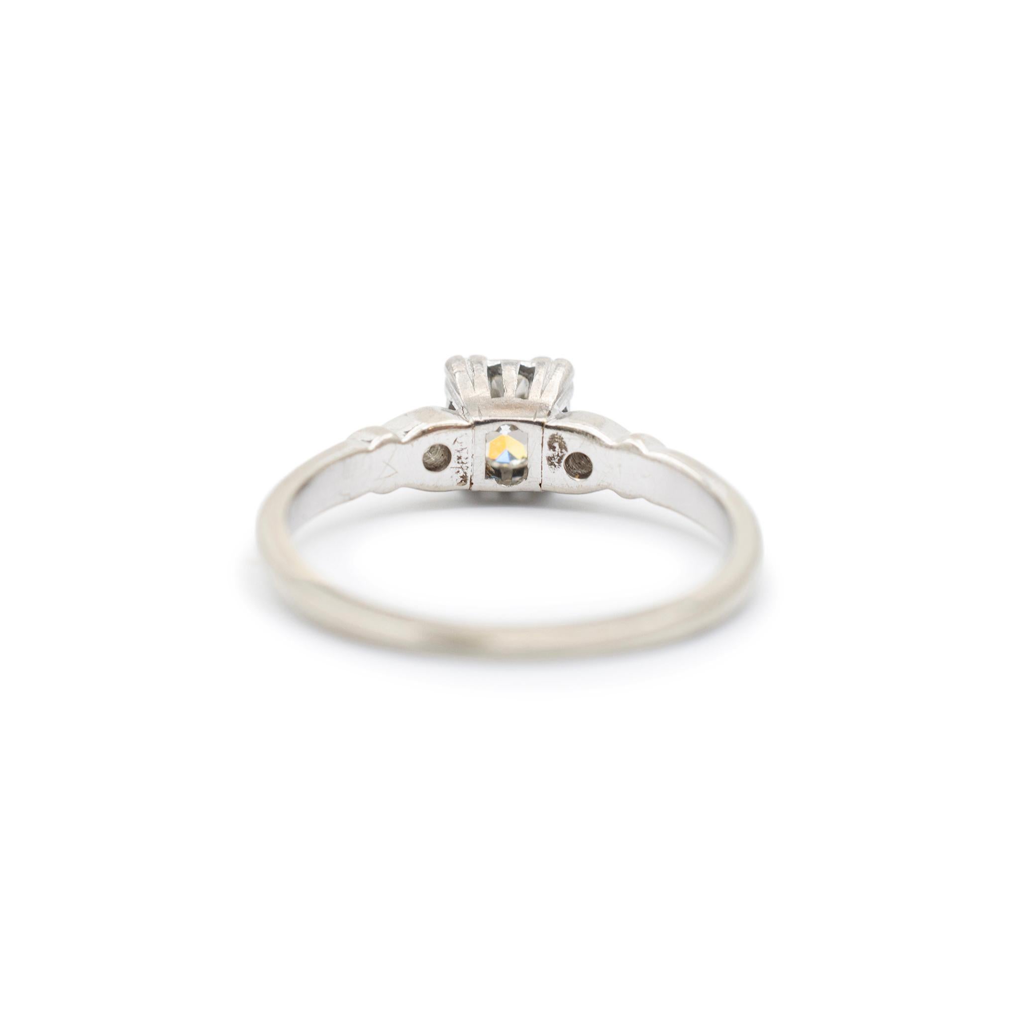 Women's Ladies Antique 14K White Gold Old European Diamond Engagement Ring