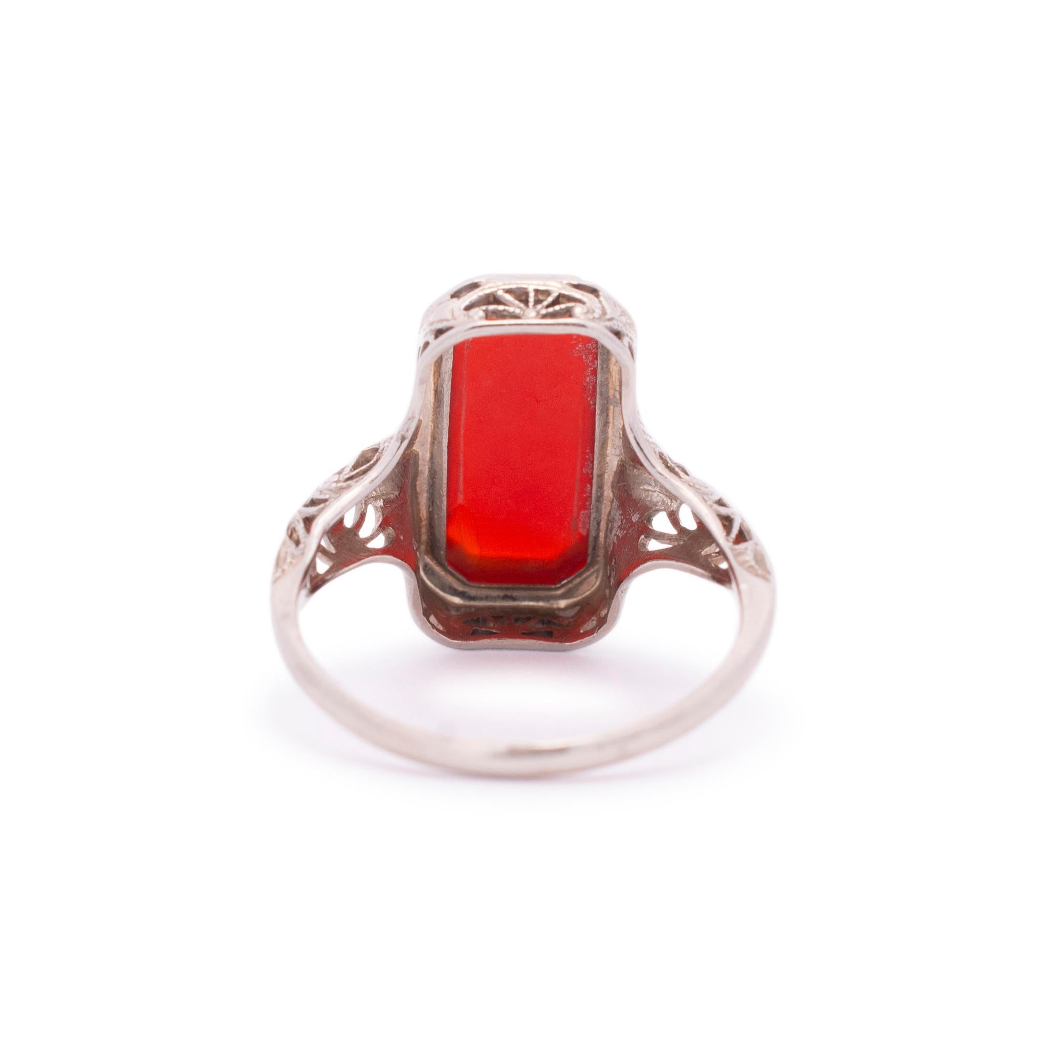Ladies Antique 14k White Gold Sunstone Cocktail Ring For Sale 1