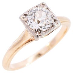 Ladies Antique 14k Yellow Gold Diamond Engagement Ring