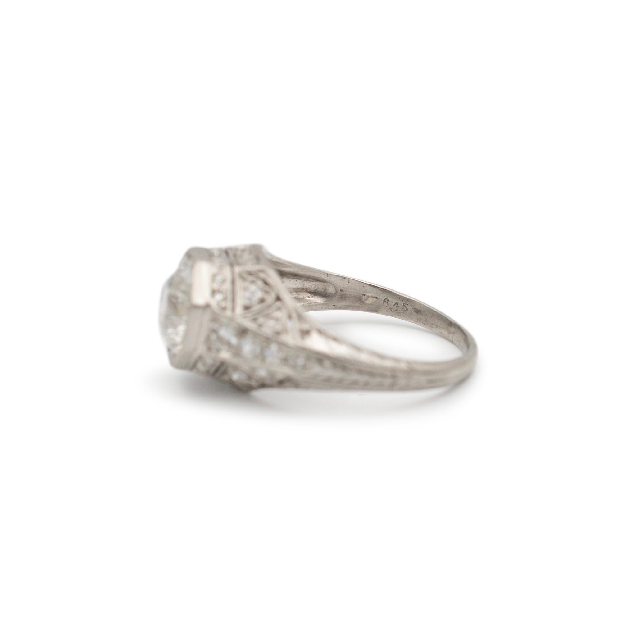 Ladies Antique Art Deco 1.71CT Gia Filigreed Diamond Engagement Ring For Sale 1
