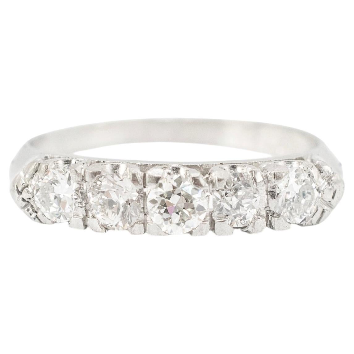 Bague pour femme, style Art déco, en platine, sertie d'un diamant de 0,66 ct à taille européenne ancienne