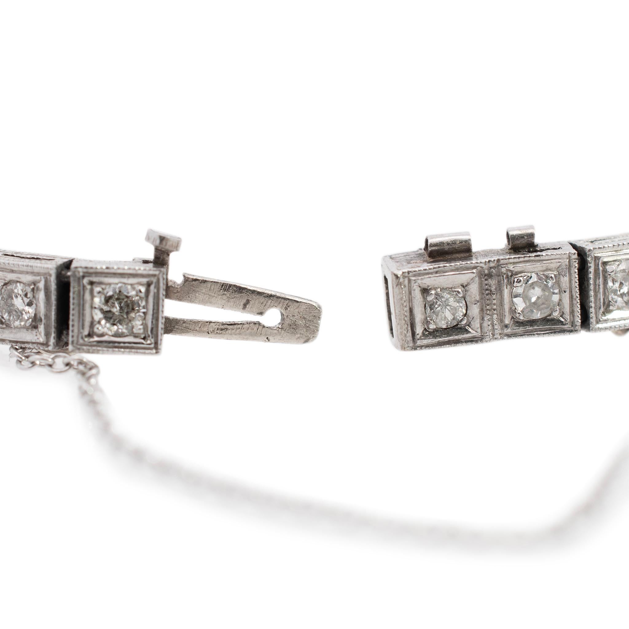 Ladies Antique Art Deco Platinum 3.46ct. Diamond Sapphire Cocktail Link Bracelet In Excellent Condition In Houston, TX