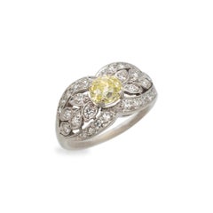 Ladies Antique Art Deco Platinum Filigreed Gia Diamond Cocktail Engagement Ring