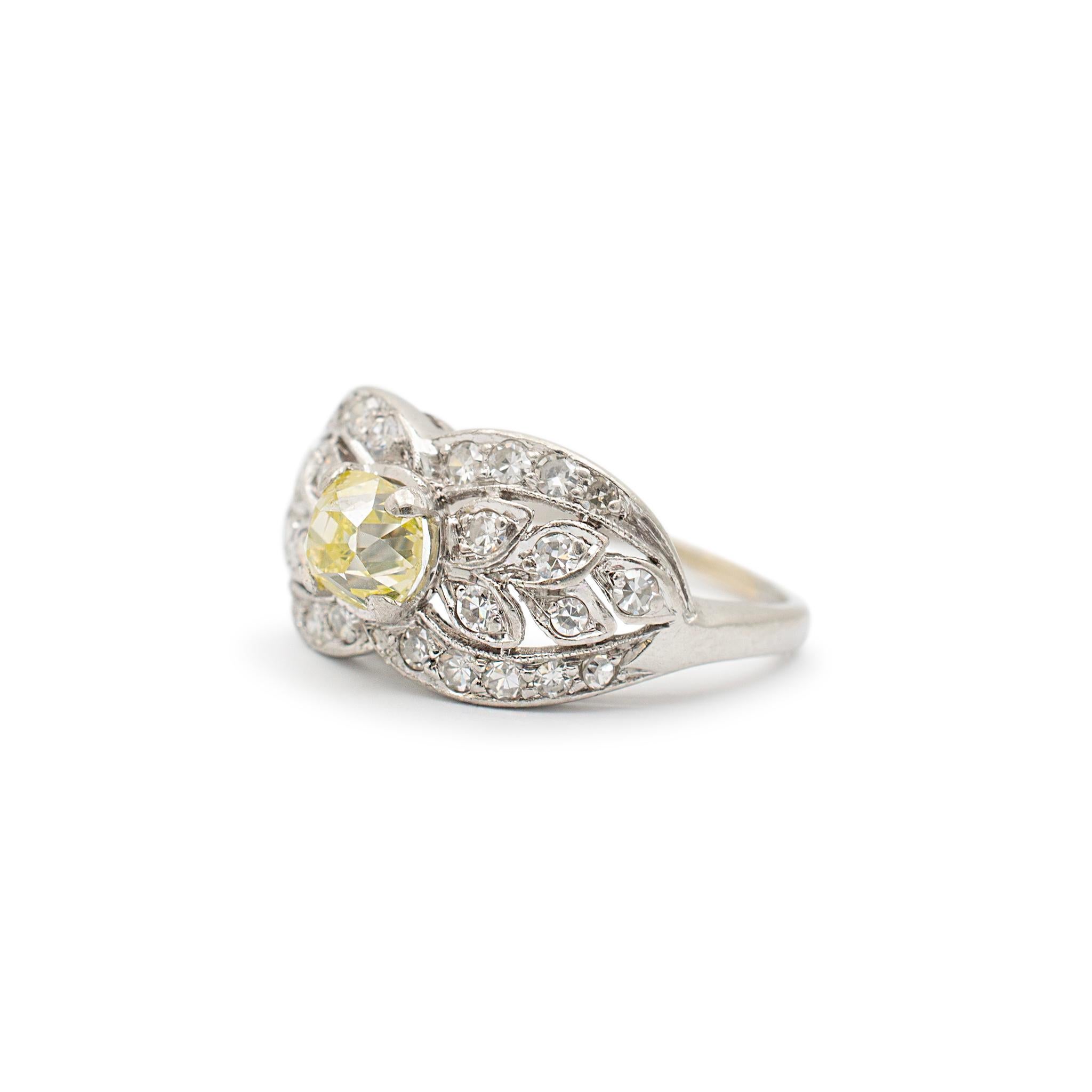 Old Mine Cut Ladies Antique Art Deco Platinum Filigreed Gia Diamond Cocktail Engagement Ring For Sale