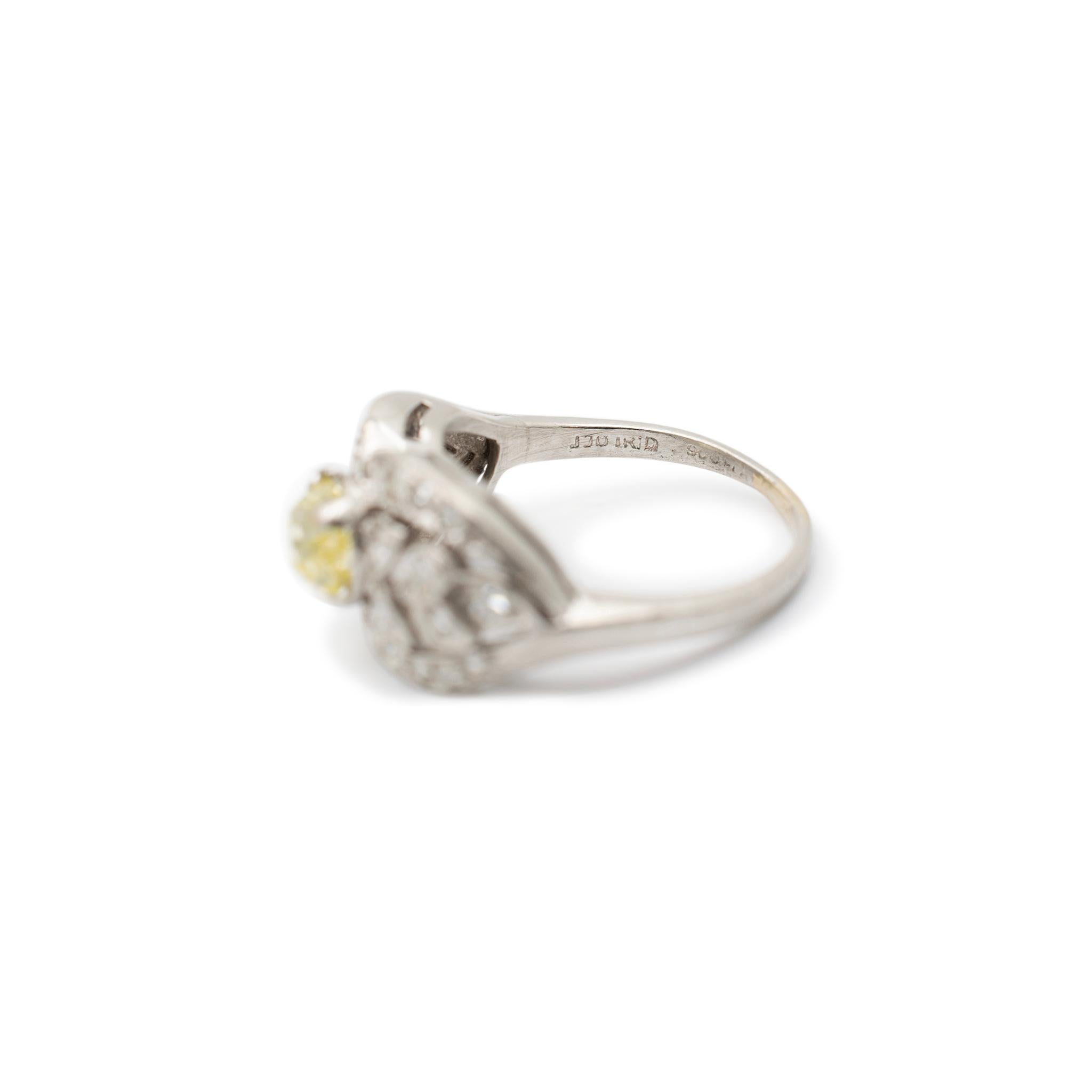 Ladies Antique Art Deco Platinum Filigreed Gia Diamond Cocktail Engagement Ring For Sale 1