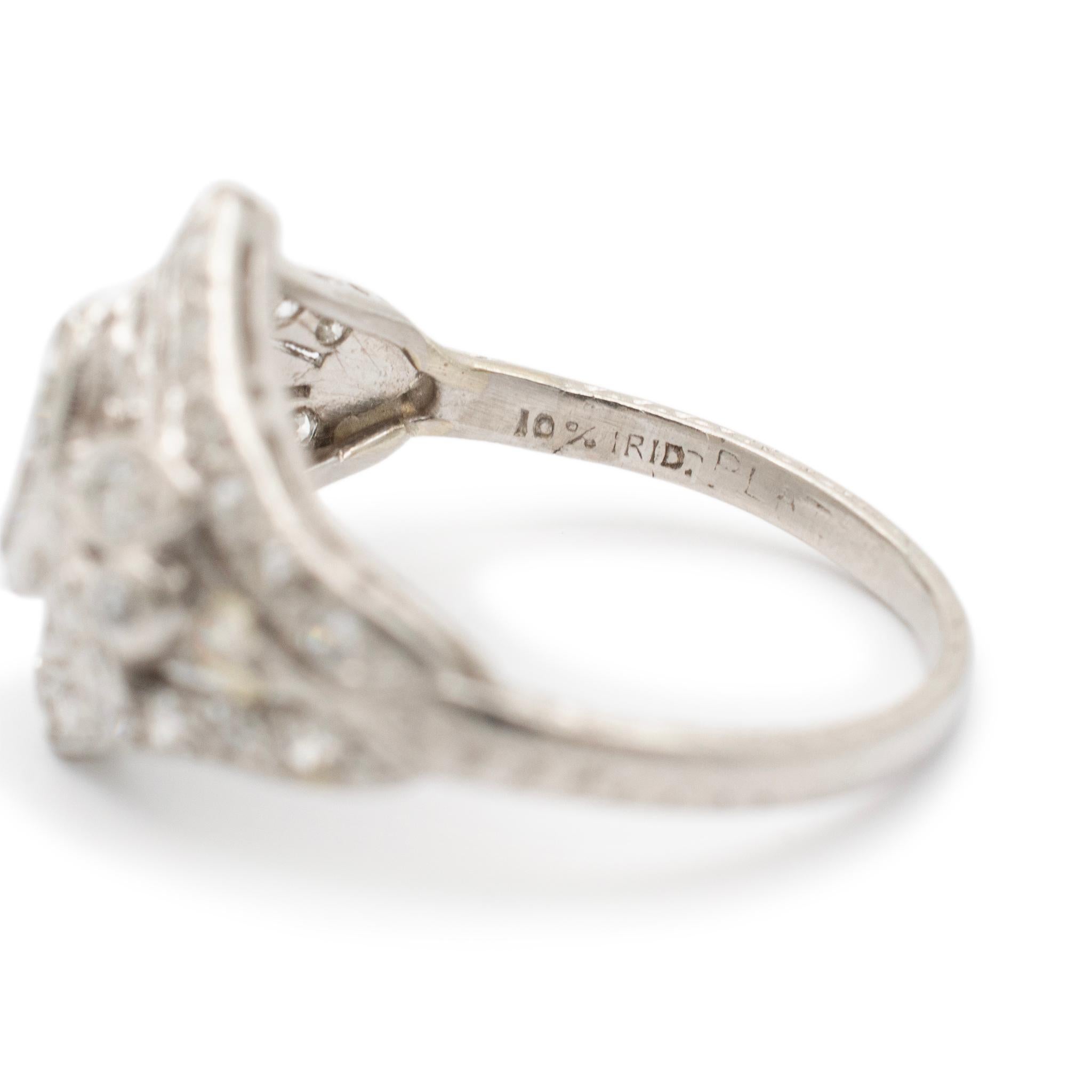 Ladies Antique Art Deco Platinum Filigreed Diamond Diamond Engagement Ring 1