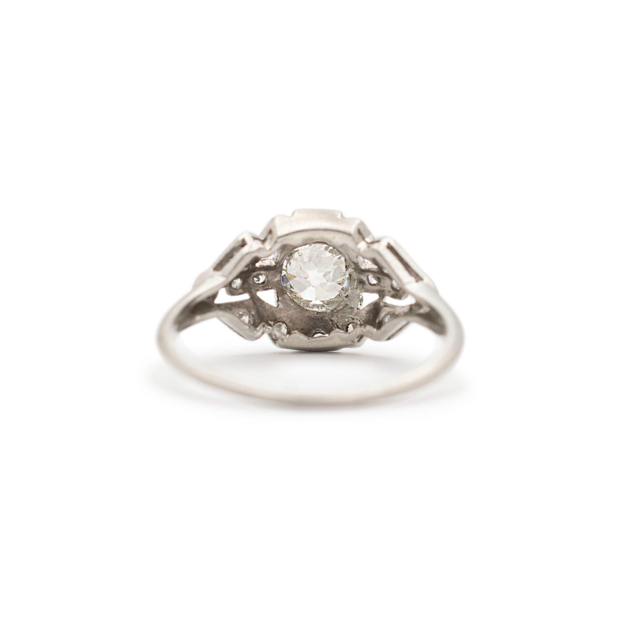 Women's Ladies Antique Art Deco Platinum Old European Diamond Engagement Ring For Sale
