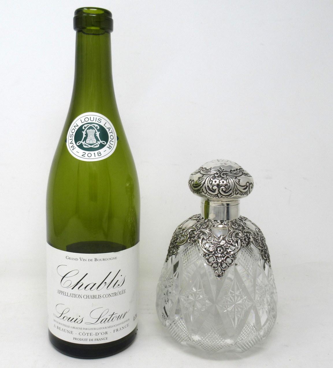 Ladies Antique English Cut Crystal Sterling Silver Scent Perfume Toilet Bottle 4