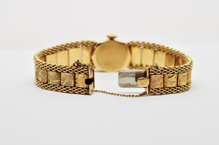 Ladies Antique Engraved 14 Karat Yellow Gold Swiss Watch Bracelet For ...