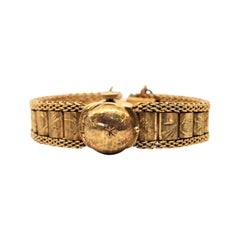 Ladies Antique Engraved 14 Karat Yellow Gold Swiss Watch Bracelet