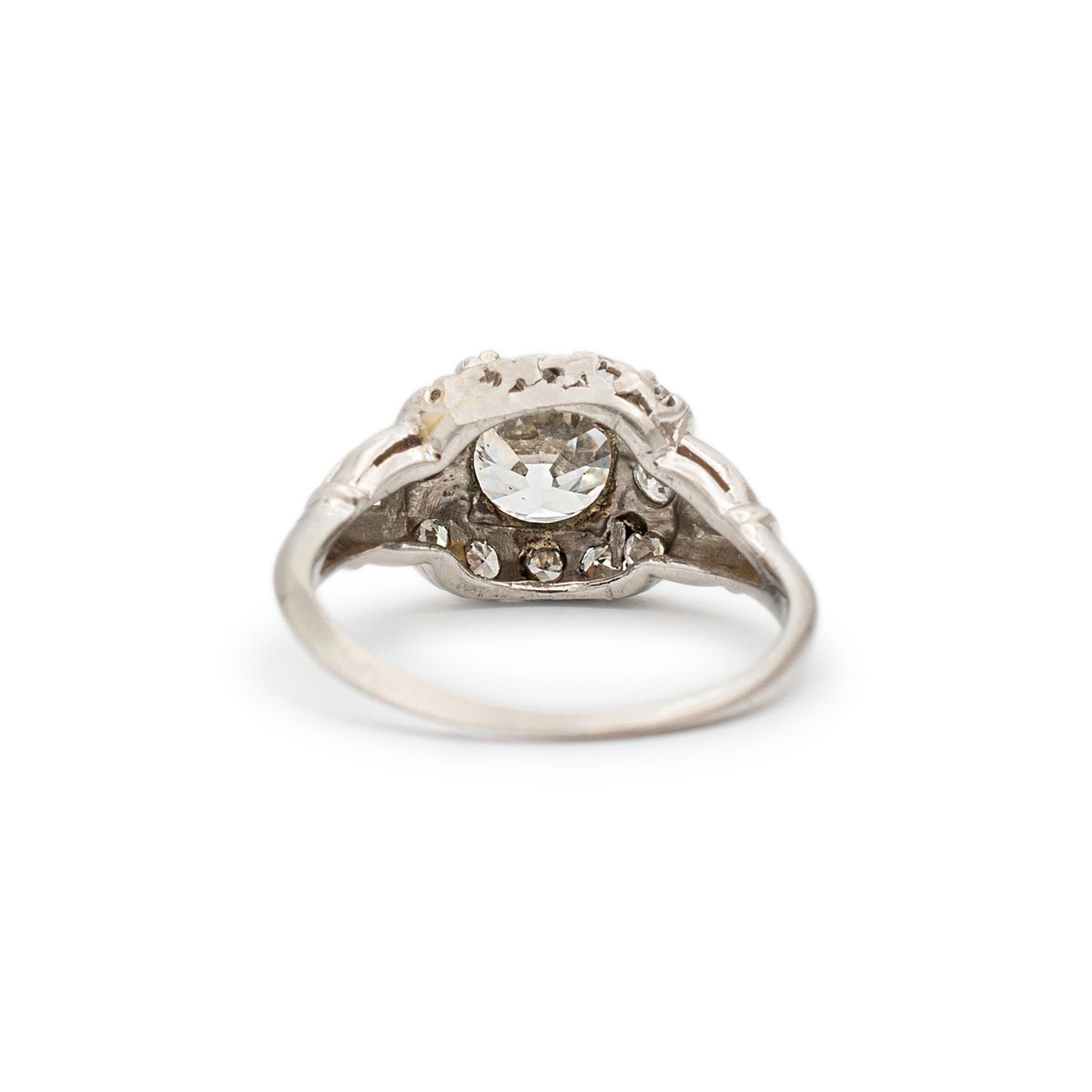Ladies Antique Platinum 1.23CT. Old European Engagement Ring In Excellent Condition For Sale In Houston, TX