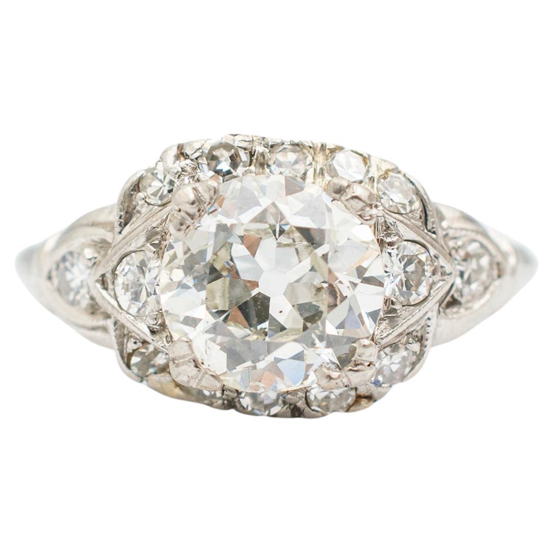 Ladies Antique Platinum 1.23CT. Old European Engagement Ring For Sale