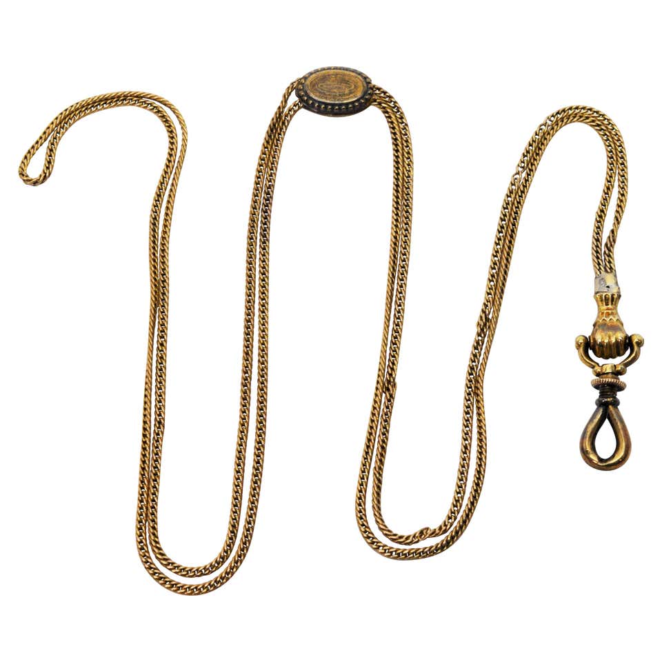 Ladies Antique Pocket Gold Watch Chain with Slide at 1stDibs | antique ...