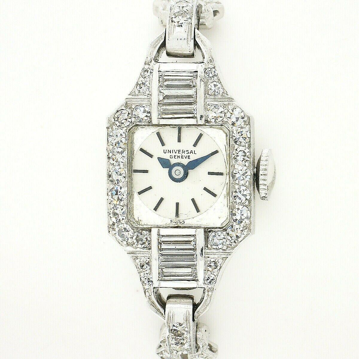 Art Deco Ladies' Antique Universal Geneve 2.25ctw Manual Wind 17j Diamond Dress Watch