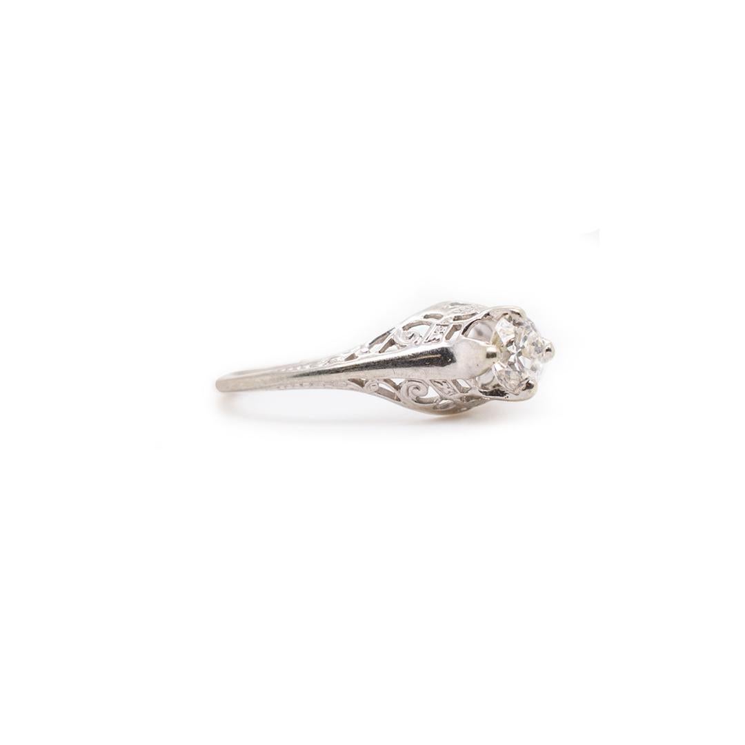 Damen-Verlobungsring mit 0,45 Karat Diamant im Art déco-Stil im Zustand „Hervorragend“ in Houston, TX