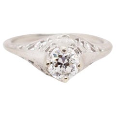 Damen-Verlobungsring mit 0,45 Karat Diamant im Art déco-Stil