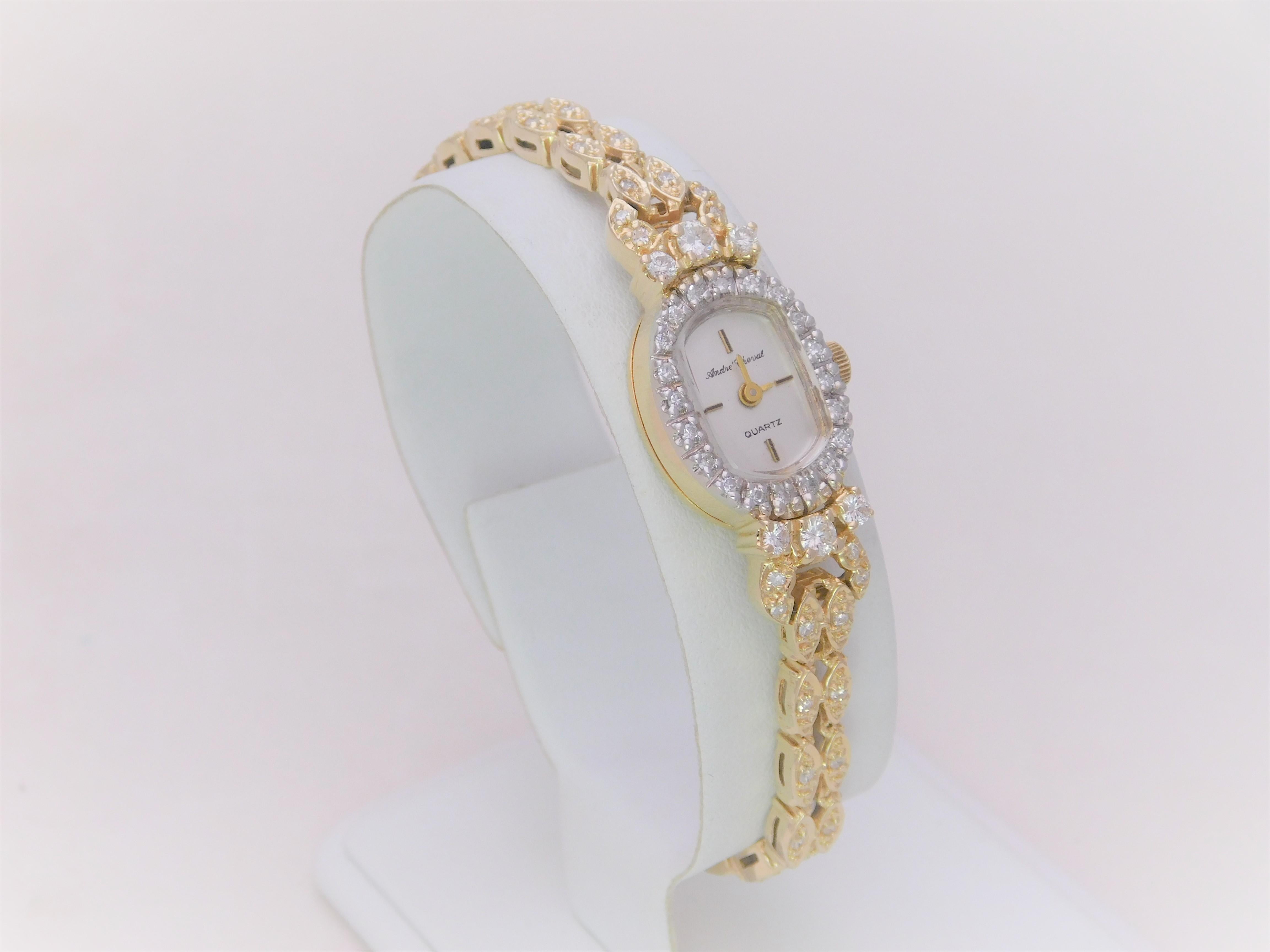 Ladies  14 Karat Gold and Diamond Andre Cheval Wristwatch 1