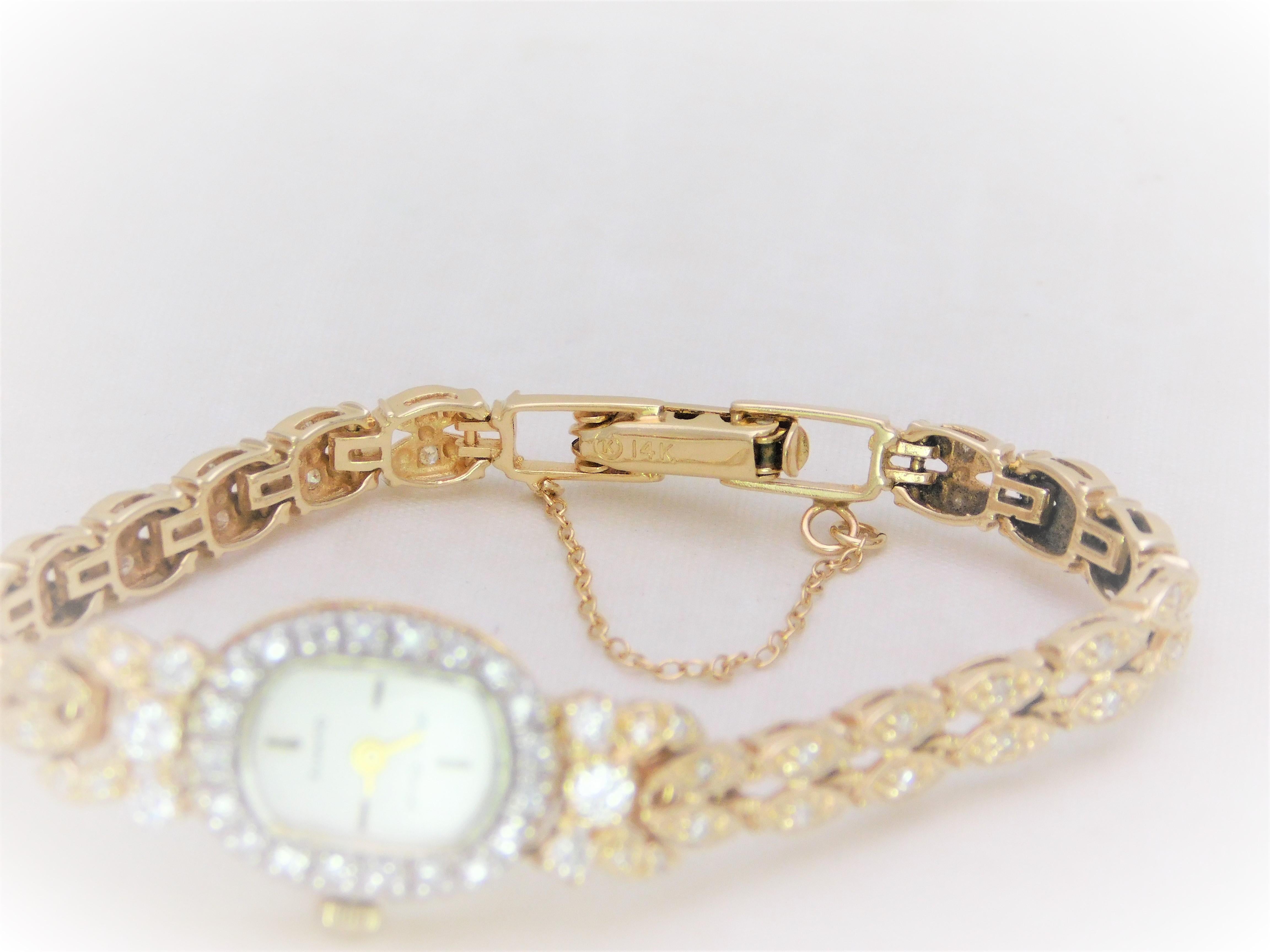 Modern Ladies  14 Karat Gold and Diamond Andre Cheval Wristwatch
