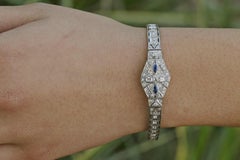 Ladies Art Deco Cocktail Diamond Sapphire Platinum Secret Watch