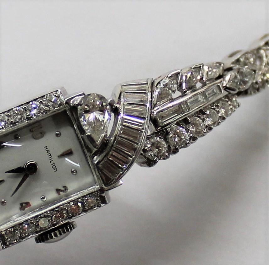 Ladies Art Deco Cocktail Watch in Platinum and Diamonds In Good Condition In Hamilton, Ontario
