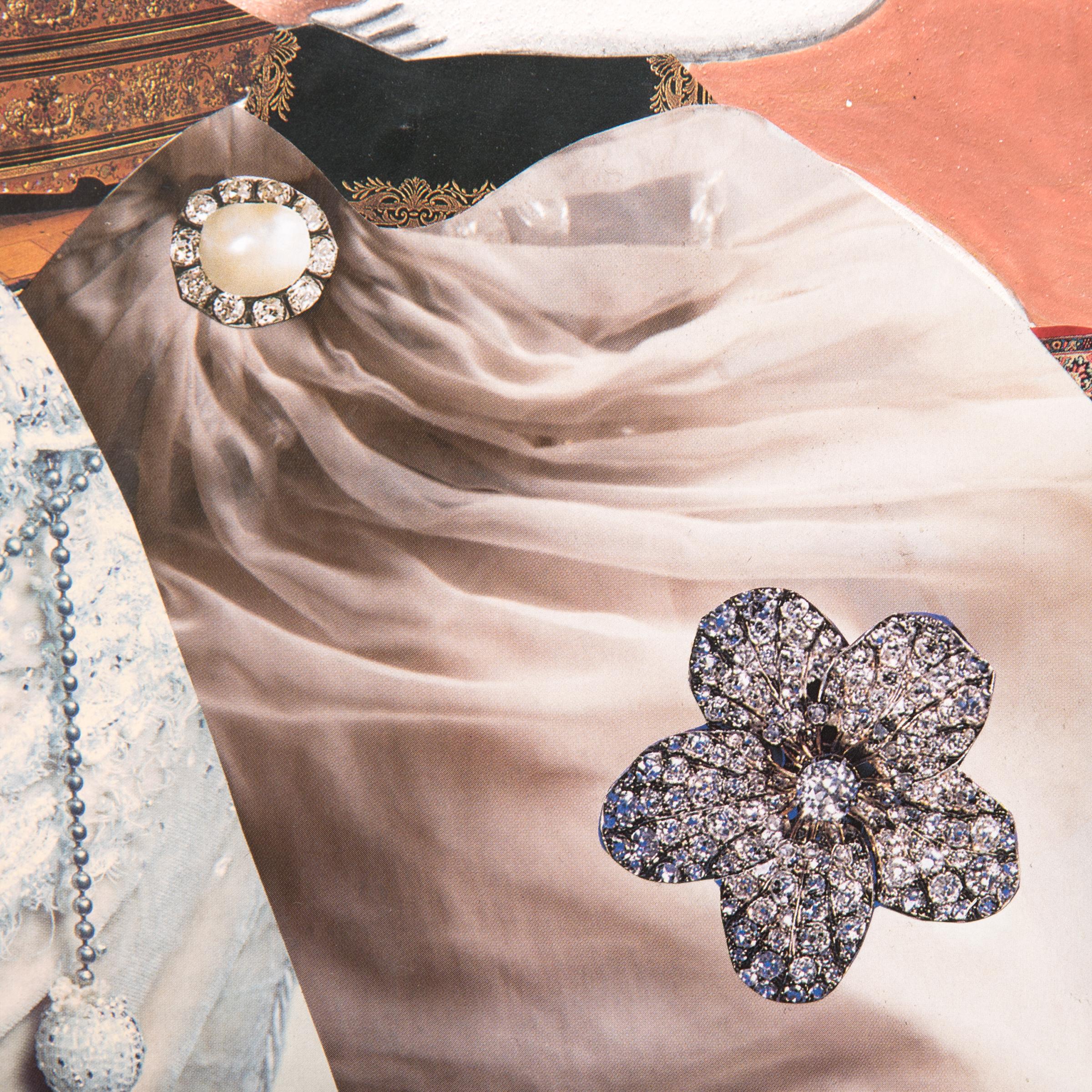 Mixed-Media-Kachel „Ladies at Tea“ von Pauline Hughes (Britisch) im Angebot