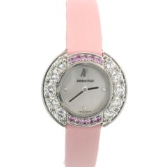 Ladies Audemars Piguet 18k White Gold 21mm Diamond & Pink Sapphire Wrist Watch