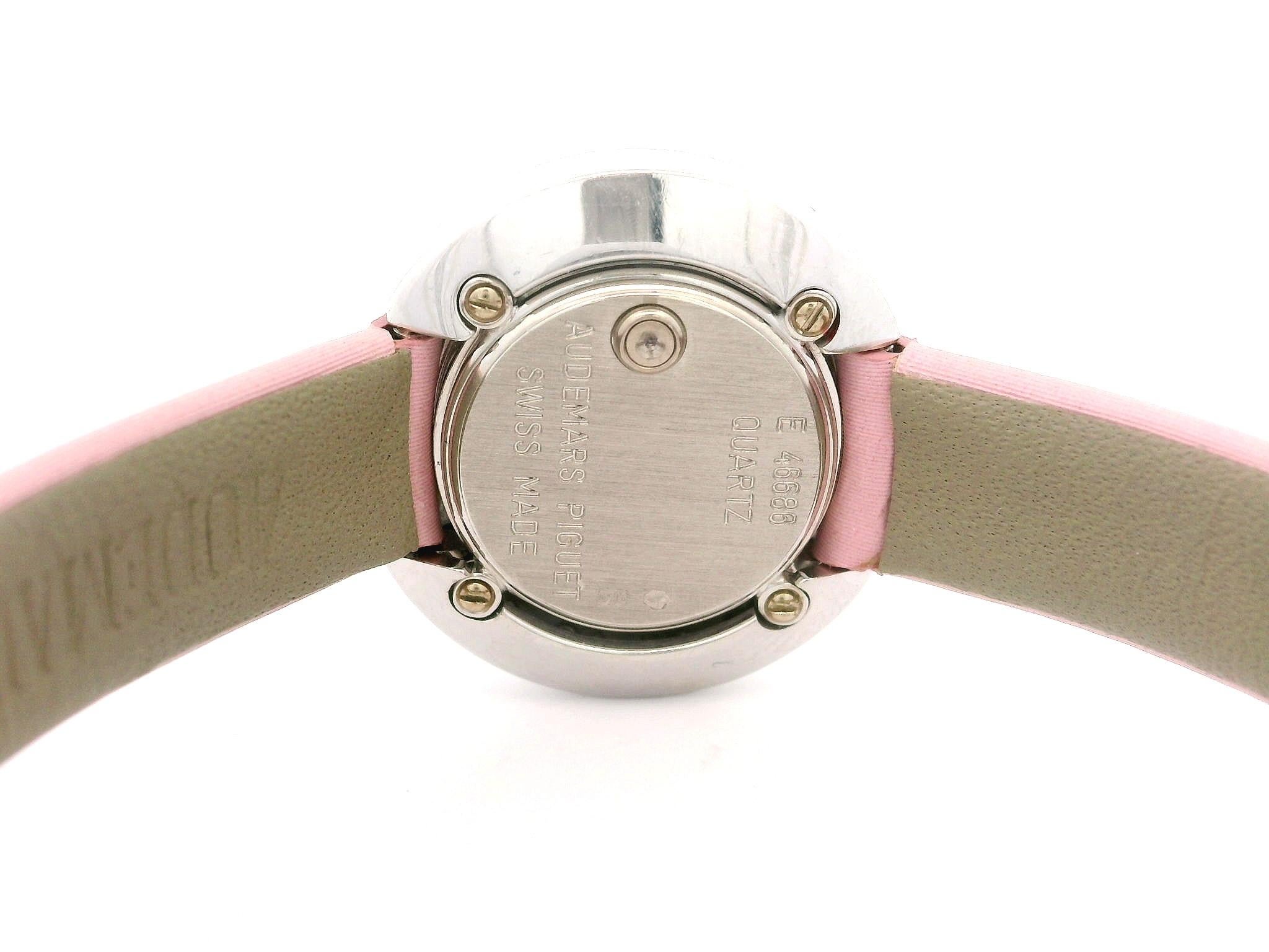 Ladies Audemars Piguet 18k White Gold 21mm Diamond & Pink Sapphire Wrist Watch 2