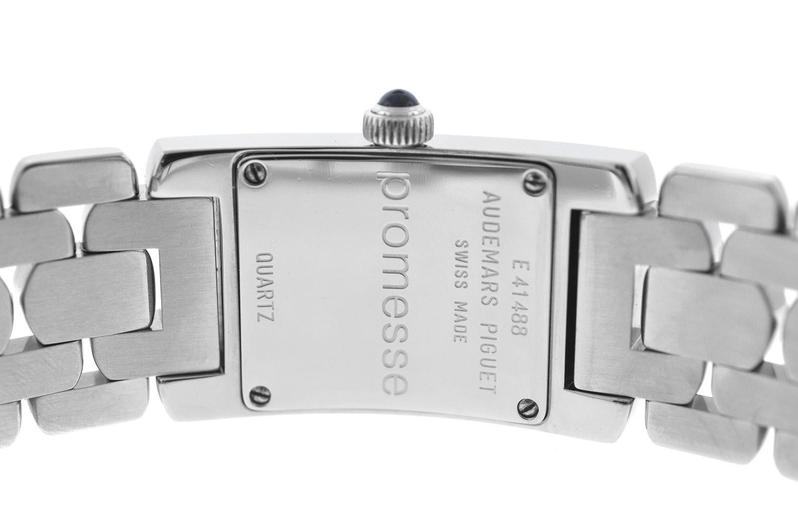 Modern Ladies Audemars Piguet Promesse 67259ST.2.1156ST.03 Steel Diamond Quartz Watch For Sale