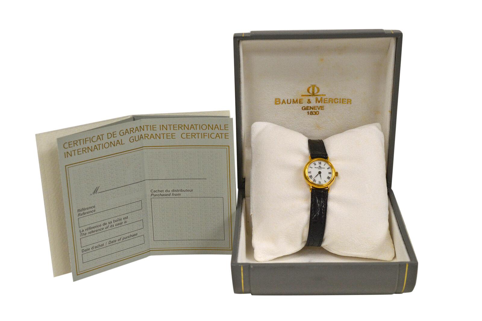Women's Ladies Baume & Mercier 16682 Solid 18 Karat Yellow Gold Quartz Watch For Sale