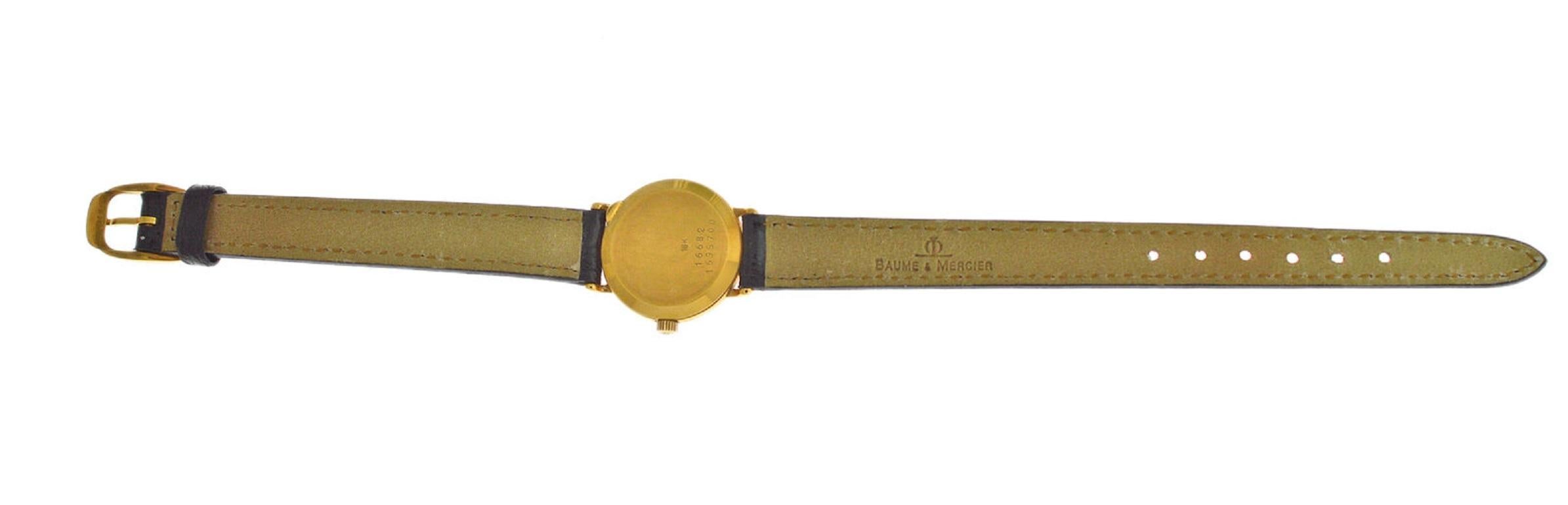 Ladies Baume & Mercier 16682 Solid 18 Karat Yellow Gold Quartz Watch For Sale 5