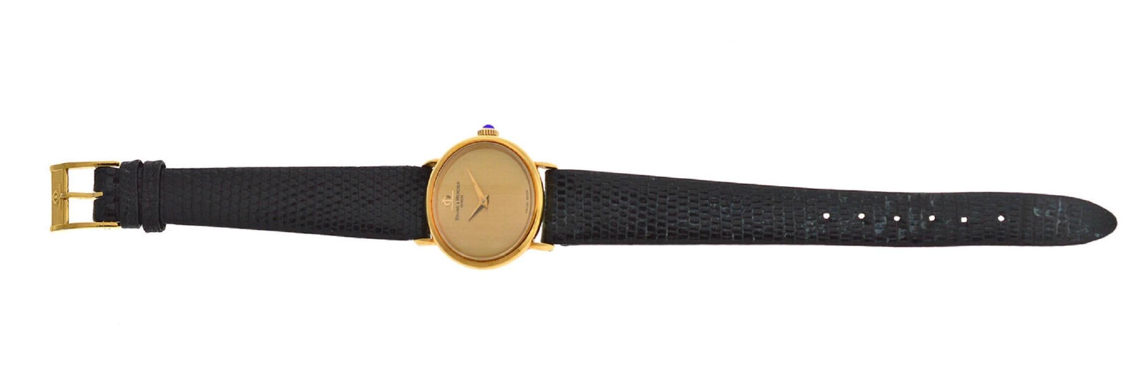 Women's or Men's Ladies Baume & Mercier 38244 Solid 18 Karat Gold Mechanical Watch For Sale