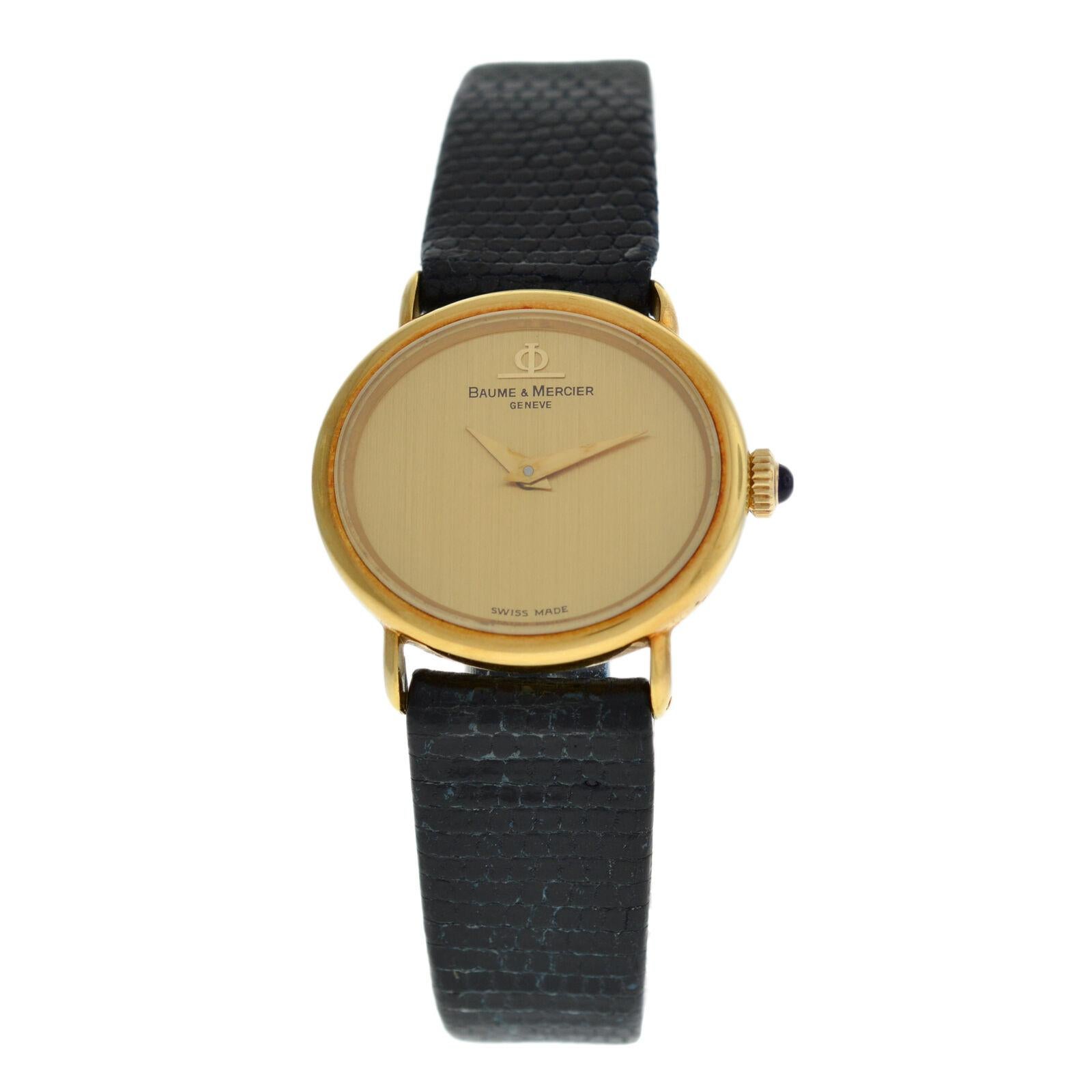 Ladies Baume & Mercier 38244 Solid 18 Karat Gold Mechanical Watch For Sale