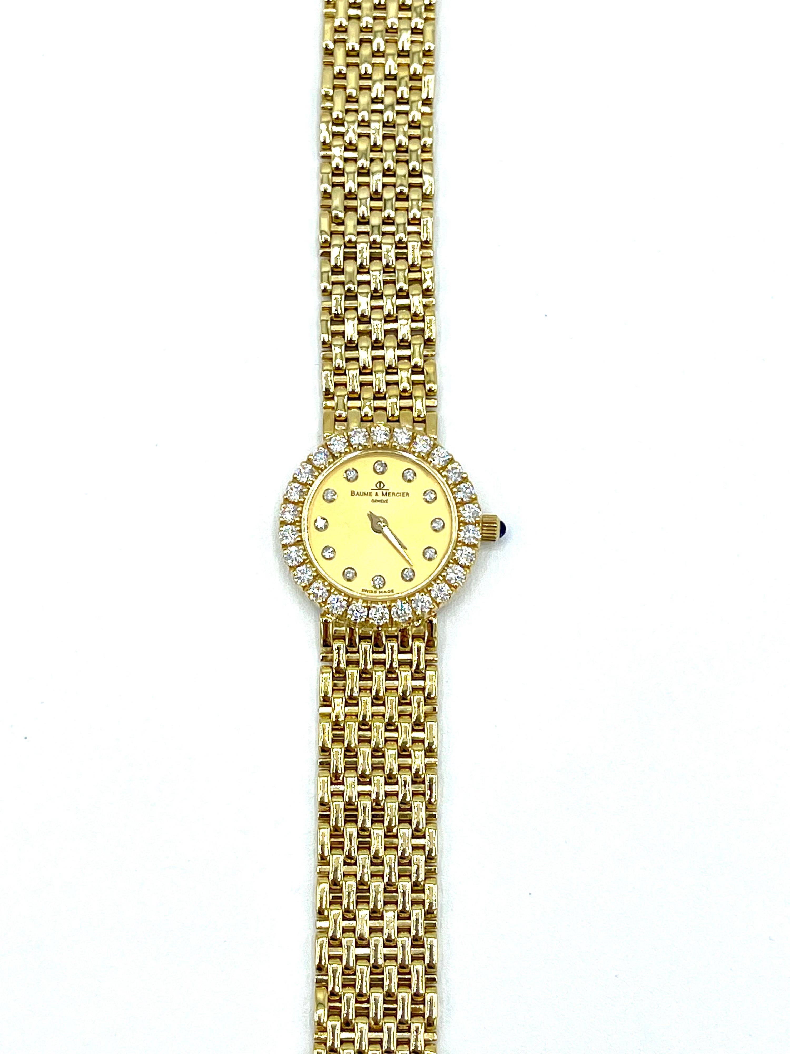 Modern Ladies Baume & Mercier Diamond and 18K Yellow Gold Quartz Watch