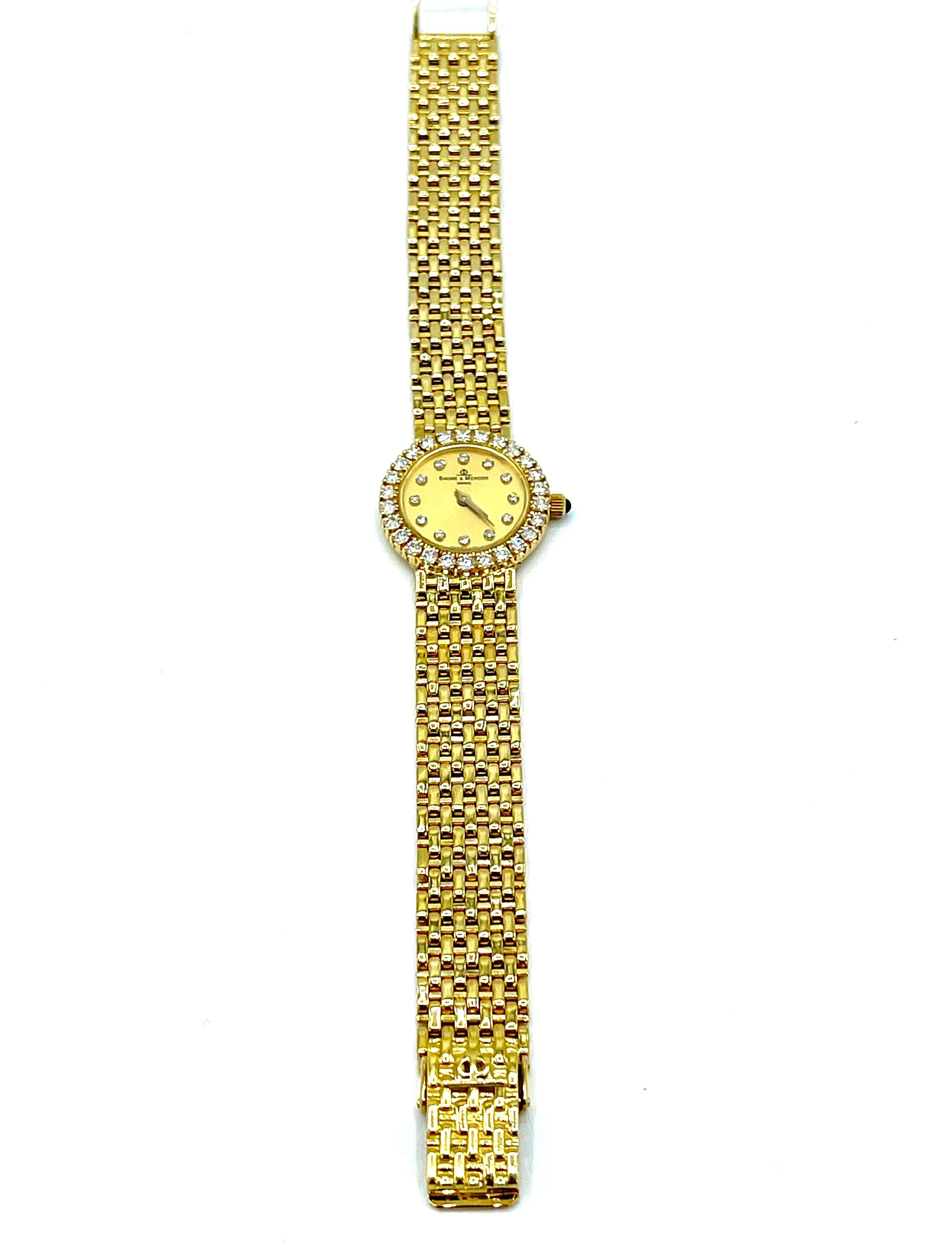 Round Cut Ladies Baume & Mercier Diamond and 18K Yellow Gold Quartz Watch