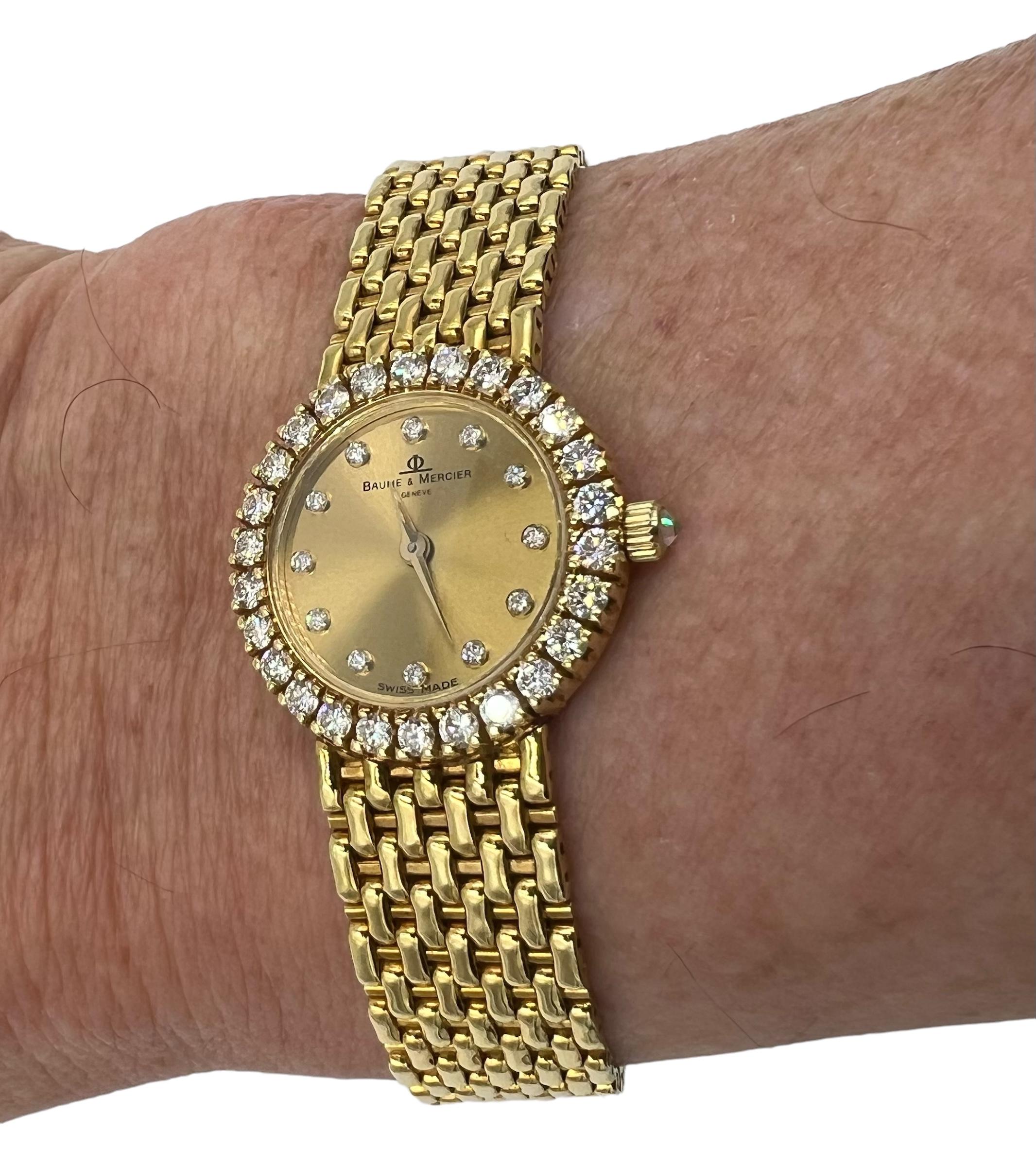 Ladies Baume & Mercier Diamond Yellow Gold Wristwatch  For Sale 4