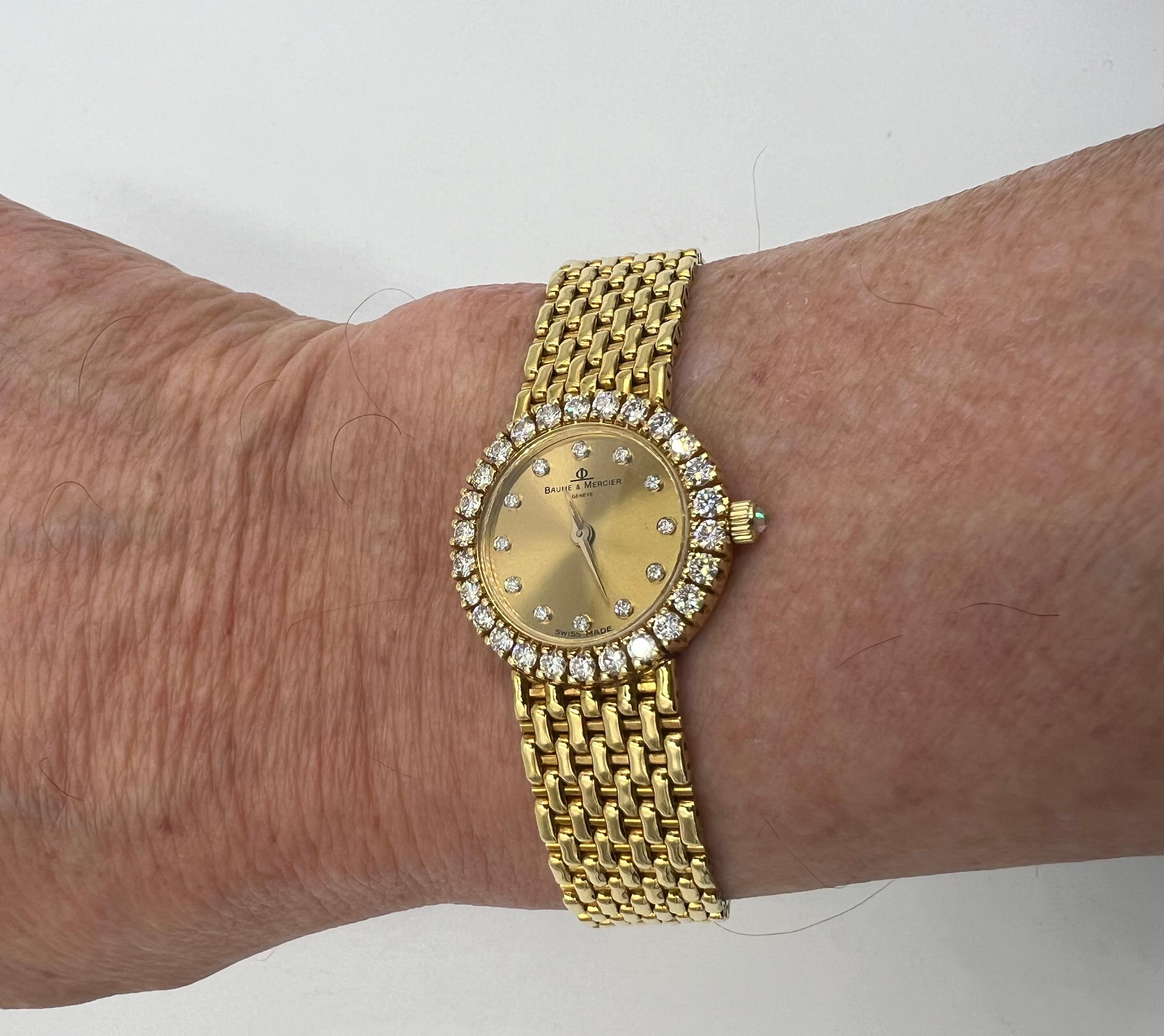 Ladies Baume & Mercier Diamond Yellow Gold Wristwatch  For Sale 5