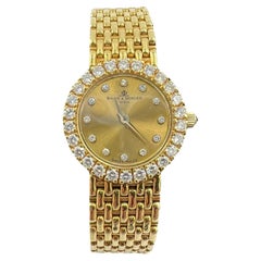 Vintage Ladies Baume & Mercier Diamond Yellow Gold Wristwatch 