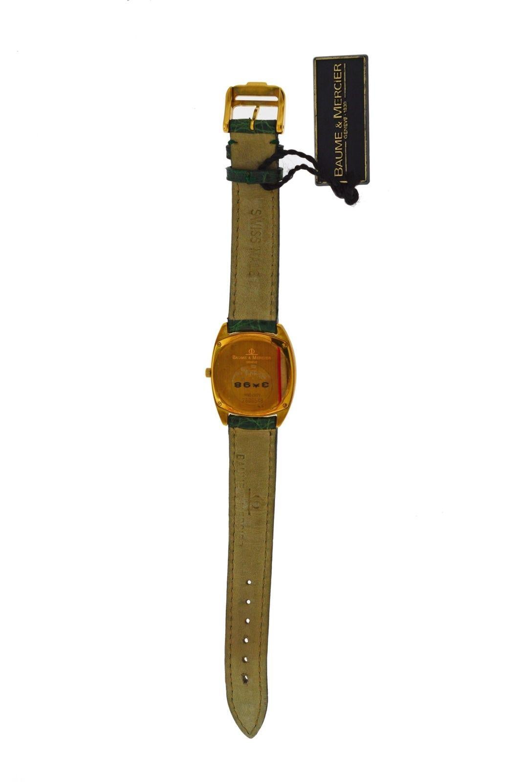Ladies Baume & Mercier Hampton MOA06627 Solid 18 Karat Gold Quartz Date Watch For Sale 3