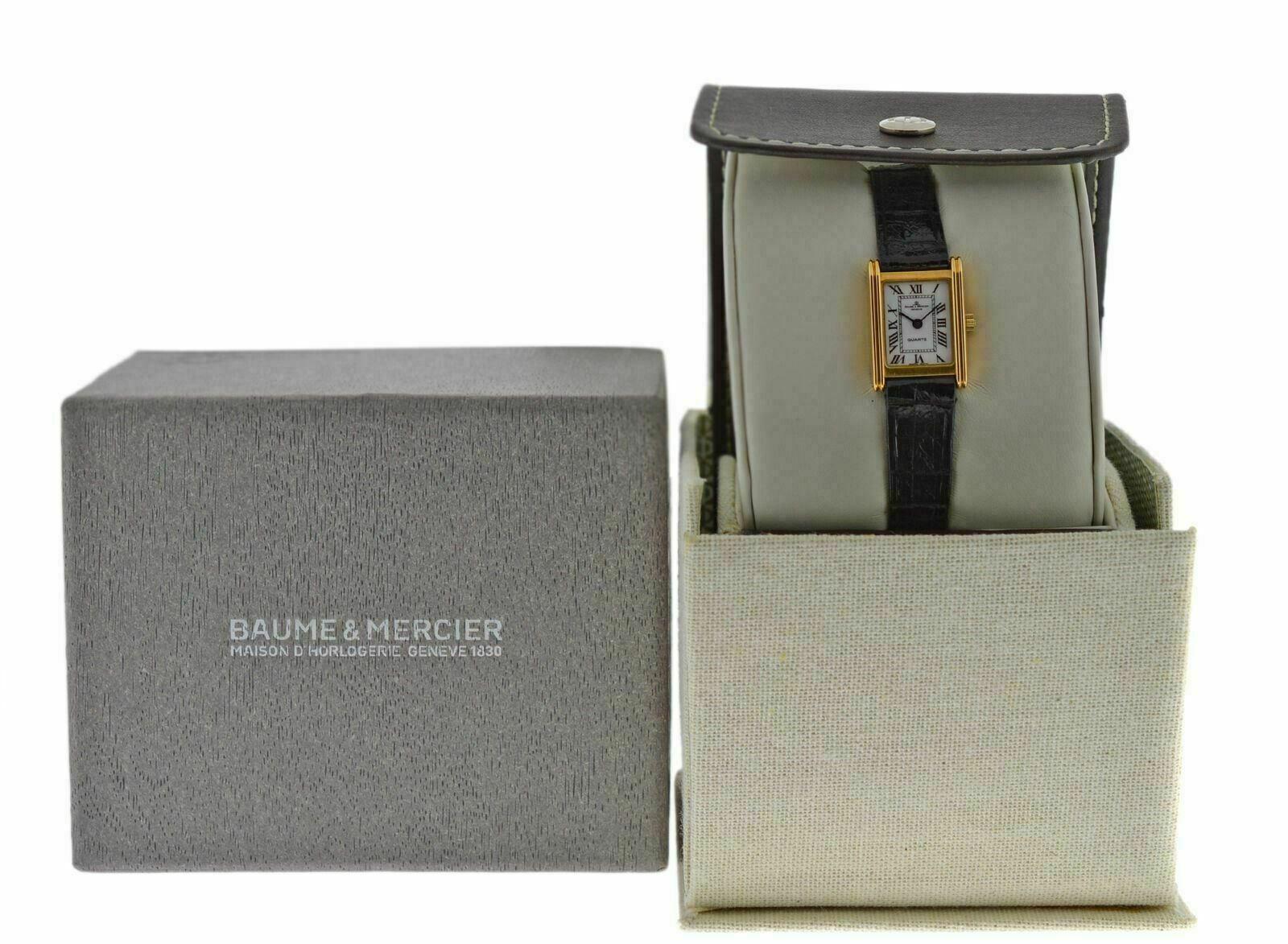 Women's Ladies Baume & Mercier Lady 18505 18 Karat Solid Yellow Gold Quartz Watch For Sale