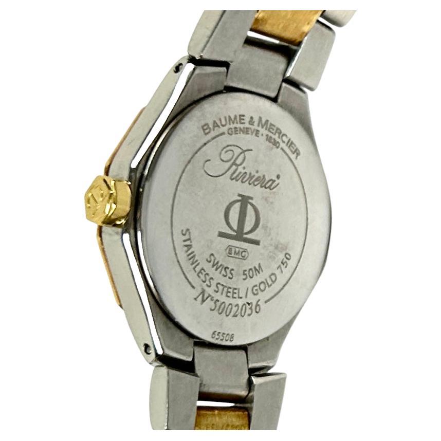 Damenuhr Baume & Mercier Riviera 18K Gelbgold & SS Diamant-Lünette Uhr im Zustand „Gut“ in Bradenton, FL