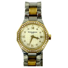 Ladies Baume & Mercier Riviera 18K Yellow Gold & SS Diamond Bezel Watch