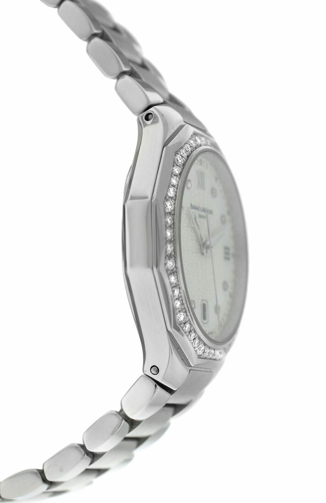 Ladies Baume & Mercier Riviera 65526 Steel Diamond Mother of Pearl Quartz Watch For Sale 1