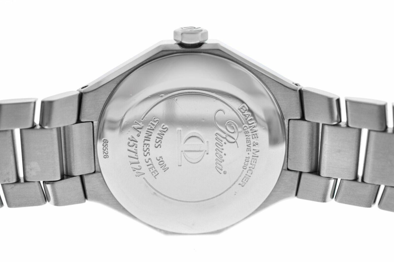 Ladies Baume & Mercier Riviera 65526 Steel Diamond Mother of Pearl Quartz Watch For Sale 2