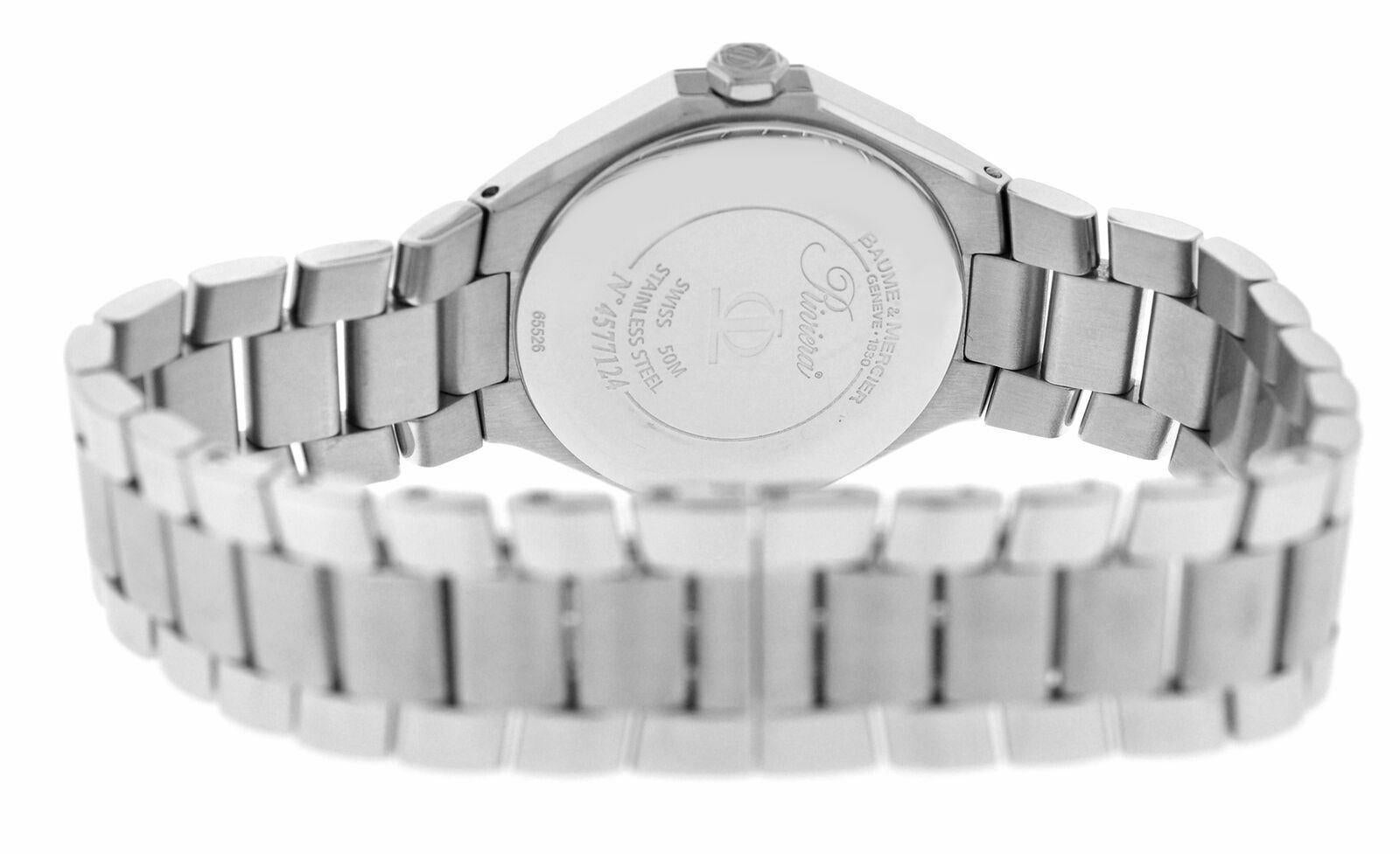 Ladies Baume & Mercier Riviera 65526 Steel Diamond Mother of Pearl Quartz Watch For Sale 3