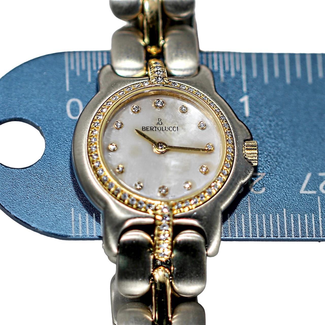 Damen-Armbanduhr Bertolucci Pulchra aus Stahl, Gold, Diamanten und Perlmutt 2