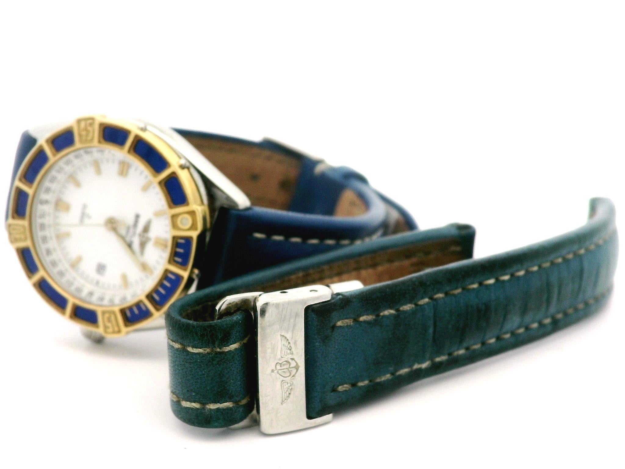 Damen Breitling J Class 31mm Edelstahl & Emaille Lünette Uhr mit blauem Riemen im Angebot 9