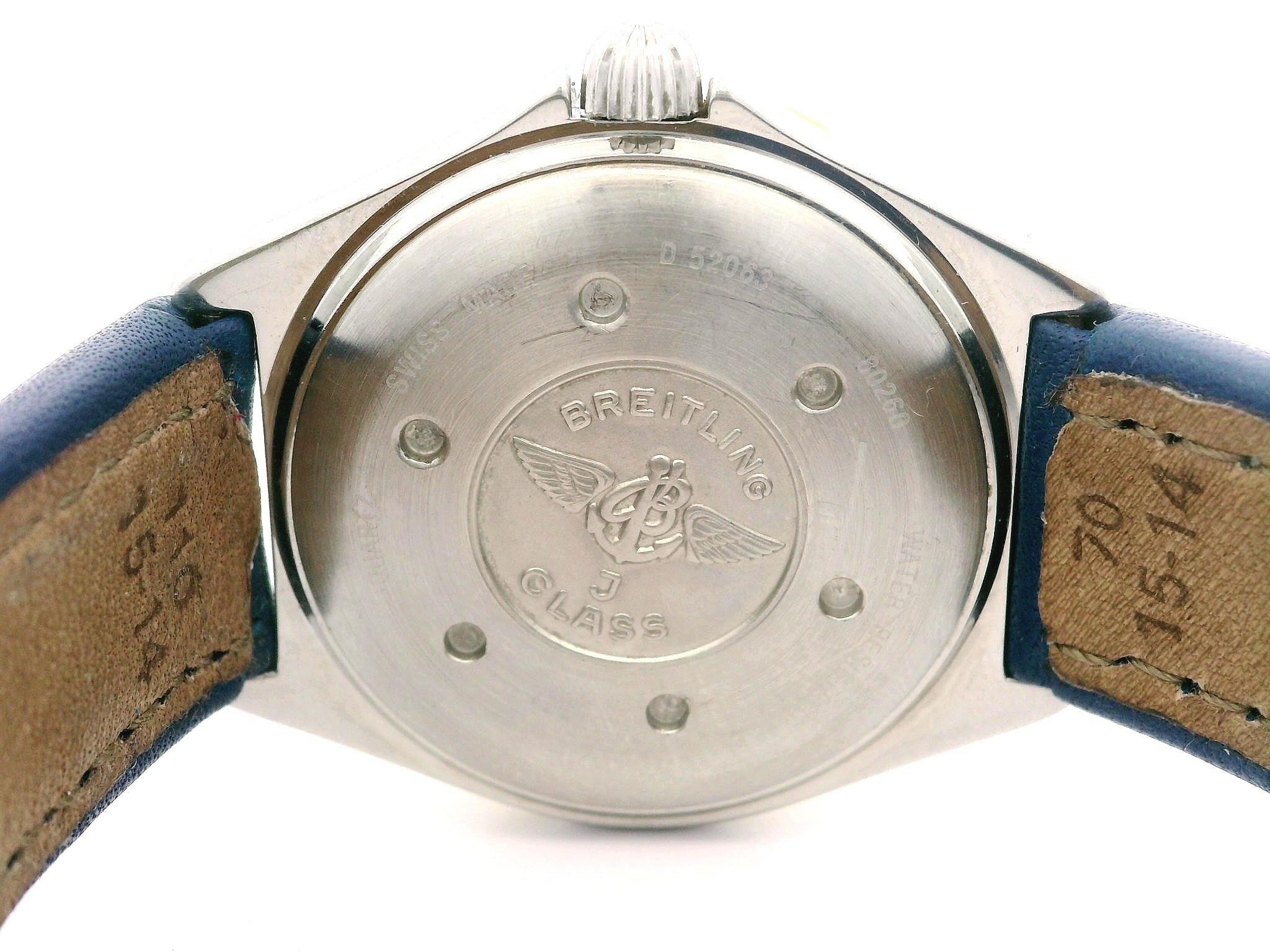 Damen Breitling J Class 31mm Edelstahl & Emaille Lünette Uhr mit blauem Riemen im Angebot 5